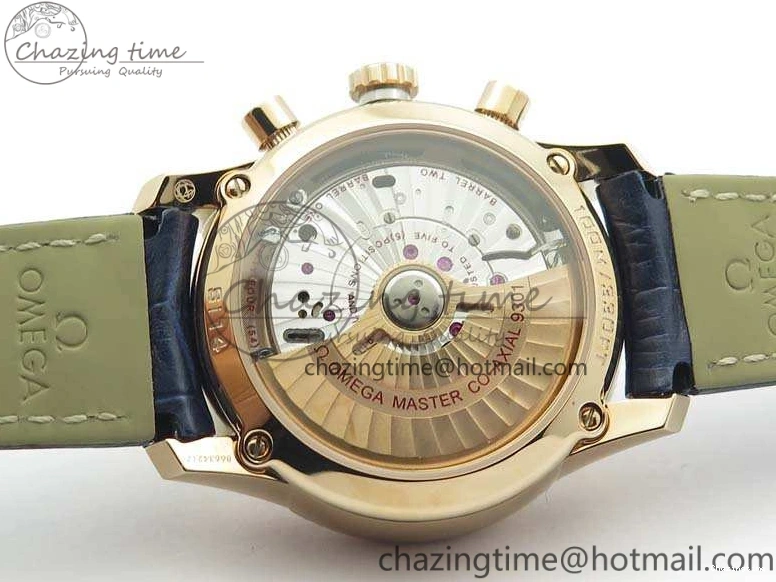 1230 QuickDry De Ville Chronograph RG OMF 1:1 Best Edition Blue Dial On Blue Leather Strap A 8107